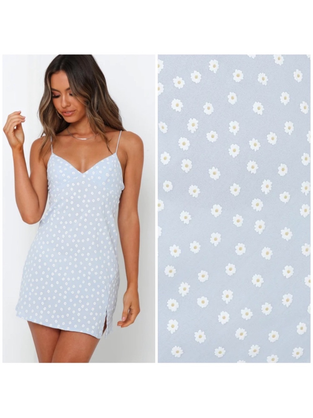 Hello Molly Light Blue Quincy Daisy Slip Dress medium 6